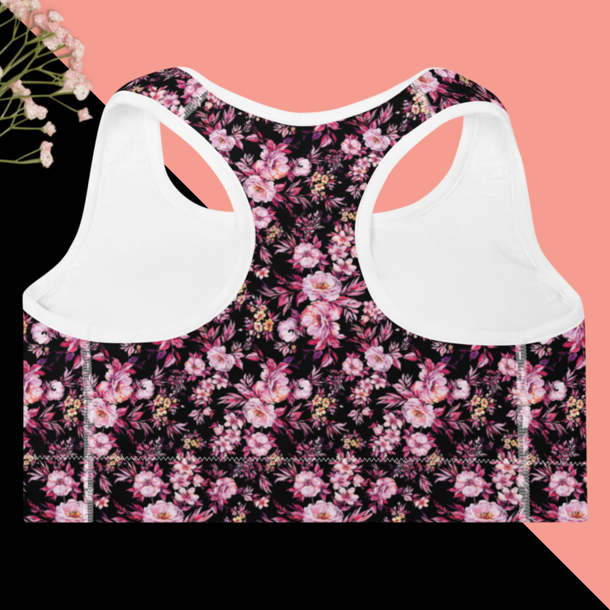 Flower Power Print Sports Bra